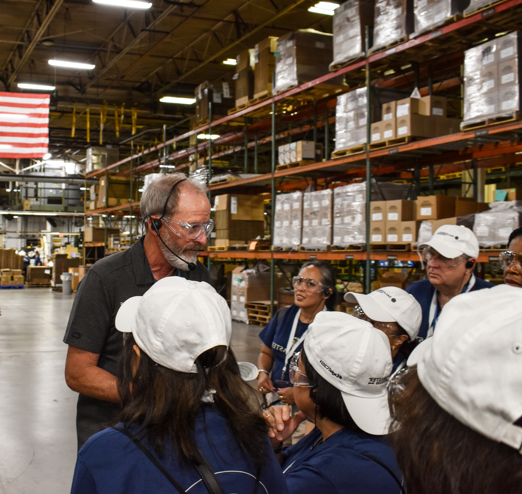 Sales team on a factory tour of the SynergyOps manufacturing facility
